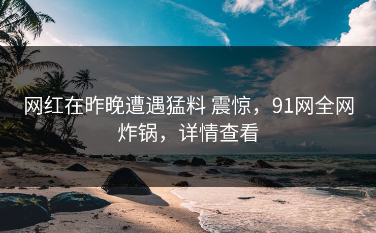 网红在昨晚遭遇猛料 震惊，91网全网炸锅，详情查看